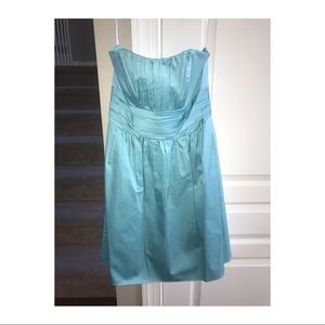 Tiffany blue David’s Bridal Strapless Dress.